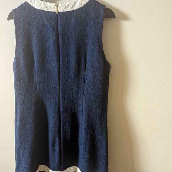 Karl Lagerfeld Paris Navy Blue Sleeveless Flounce Hem Dress - Picture 3 of 3